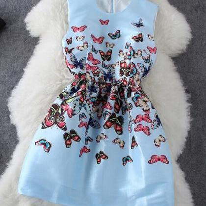Butterfly Print Sleeveless Dress on Luulla