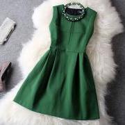 New Unique Fresh Green With Beading Party Dress &Dress