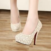 Free Shipping Sexy Gentlewomen Fashion Lace Thin High Heel Shoes For Lady