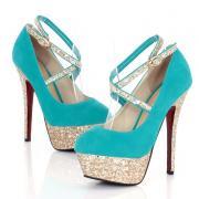 Turquoise Strappy High Heel Fashion Shoes