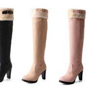 The 2015 round of coarse fashion boots with warm winter fur boots in the snow sexy knee high riding boots