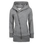 Women'S Leisure Front Zip Zippered Plus Size Pure Color Hoodie Hooded Jacket Coat