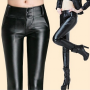 Autumn and winter women's new high waist slim pants leather pants pants
