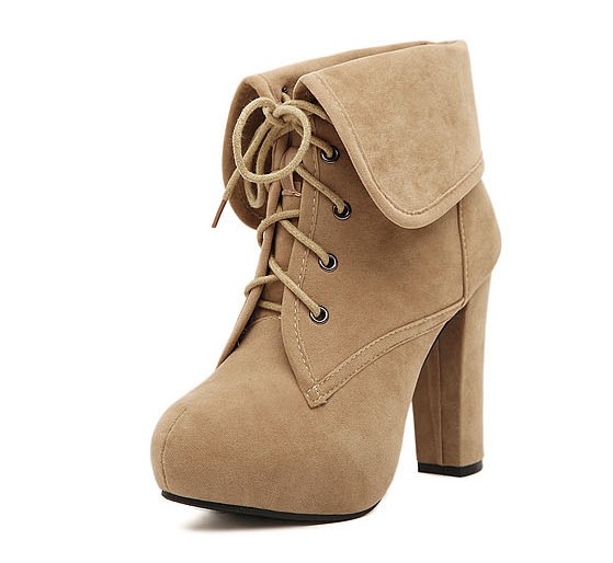 rosy apricot lace front ankle boot
