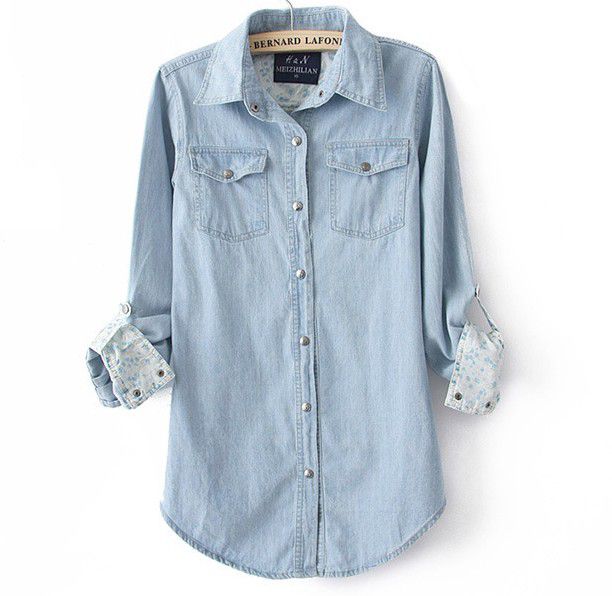 light blue denim shirt for ladies