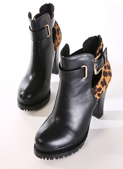 black leopard boots