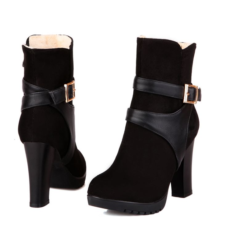 round toe high heel boots