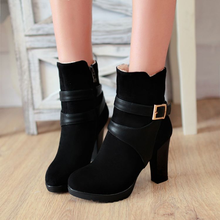 round toe chunky heel shoes