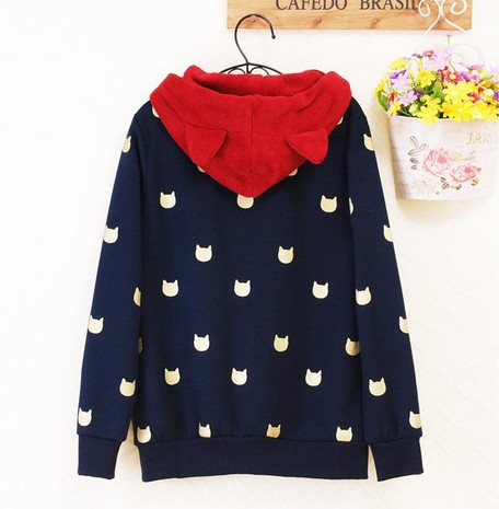 Cute Cat Hooded Sweater Jacket. Two Colors Available on Luulla
