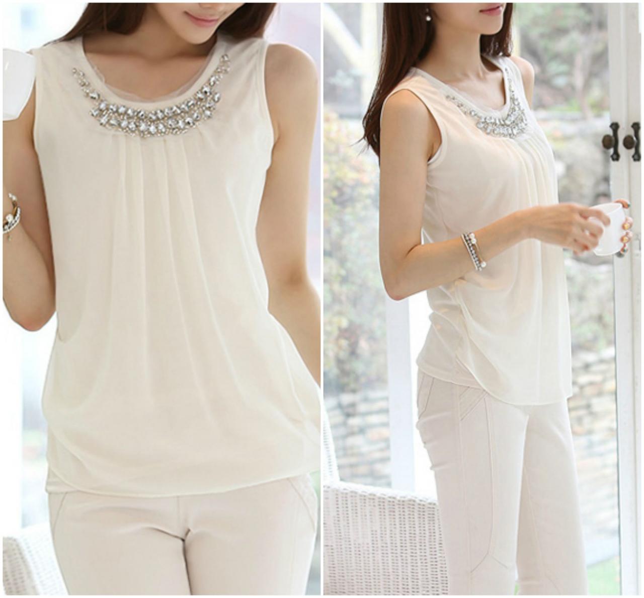 white chiffon top