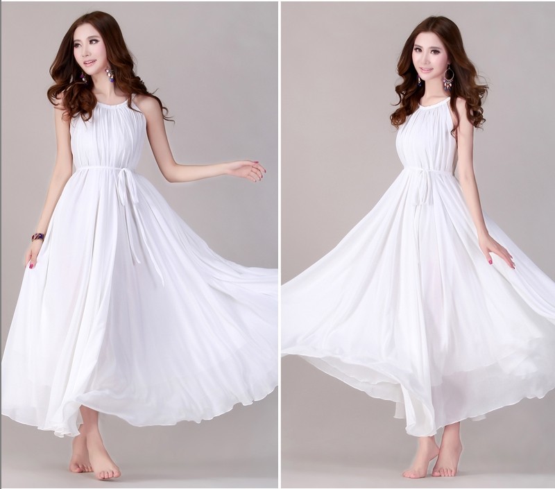 Summer White Wedding Party Maxi Dress Sundress For Holiday, Beach on Luulla