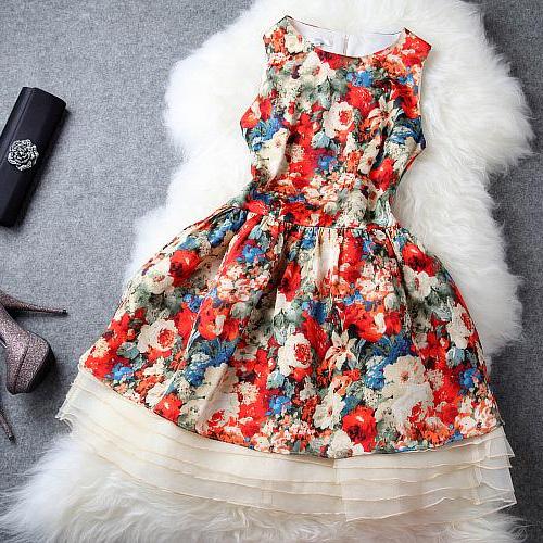 Nice Floral Silk Dress&par..