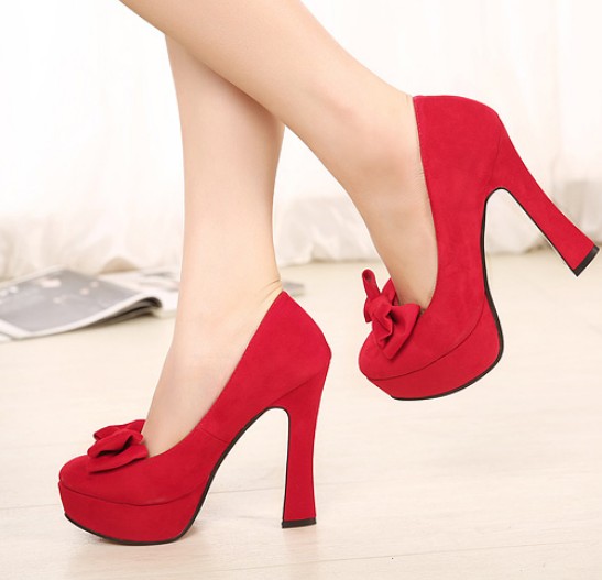 Cute Red Bow Knot Design High Heel Fashion Shoes on Luulla