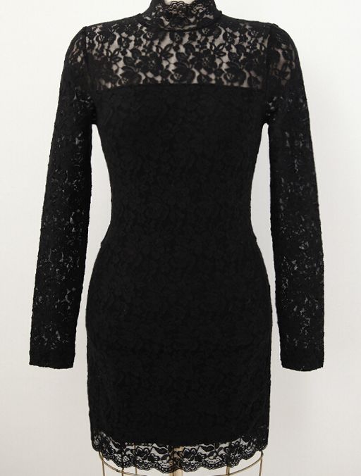 Sexy And Elegant Long Sleeve Black Lace Dress On Luulla