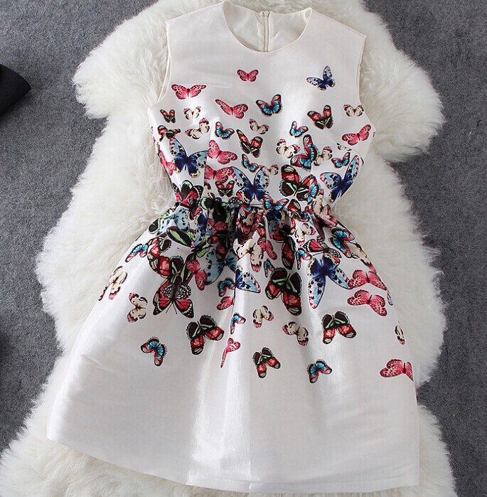 Butterfly Print Sleeveless Dress on Luulla